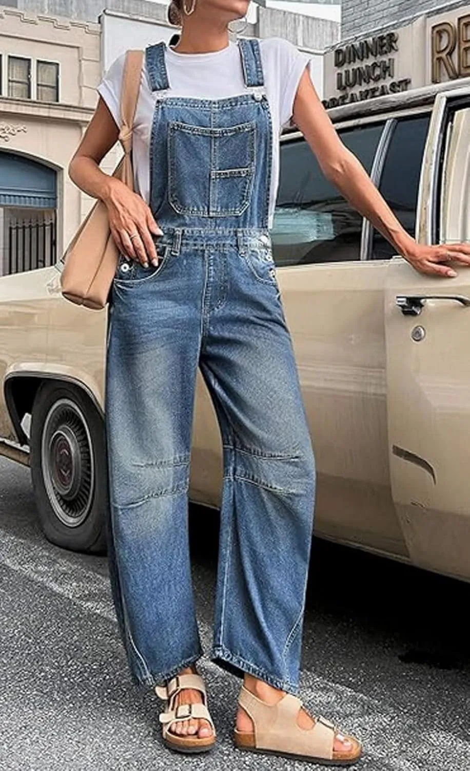 loveimgs Women Y2k Baggy Barrel Jeans Overalls Wide Leg Denim Pants Bib Overalls Jumpsuit Boyfriend Patchwork Jeans