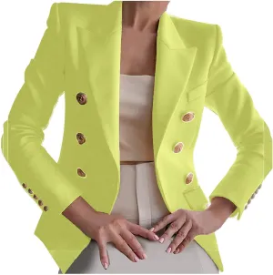 maisdgop Tweed Blazers for Women Casual Open Front Jacket Long Sleeve Work Office Blazer Oversized Lapel Blazer with Pockets
