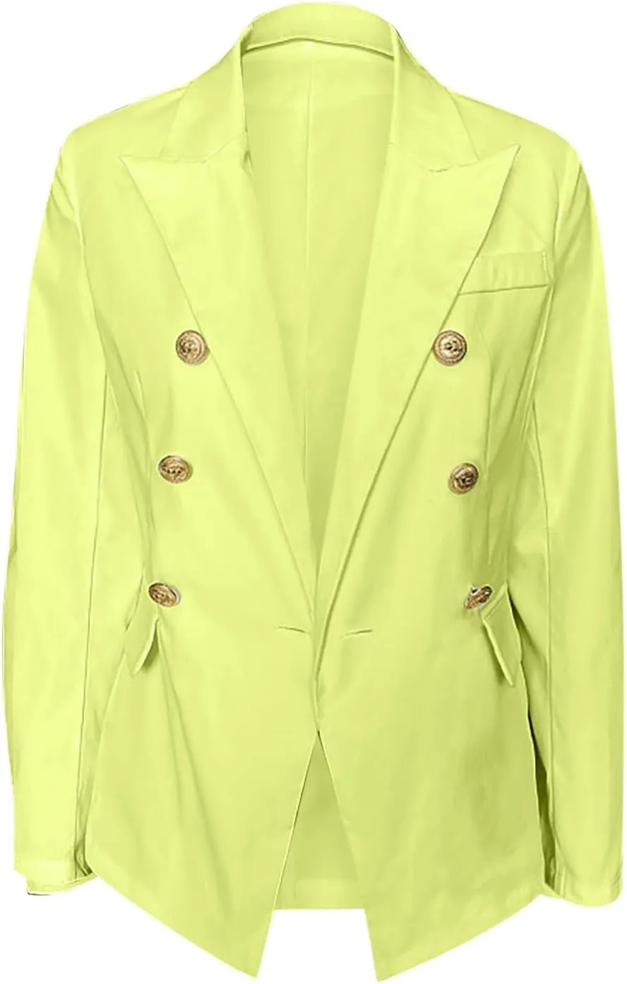 maisdgop Tweed Blazers for Women Casual Open Front Jacket Long Sleeve Work Office Blazer Oversized Lapel Blazer with Pockets