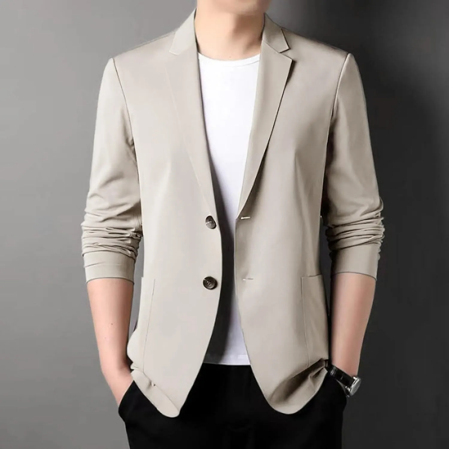 Men Casual Blazer One Button Sport Coats Slim Fit Lightweight Business Suit Jackets Business Basic Sports Coats