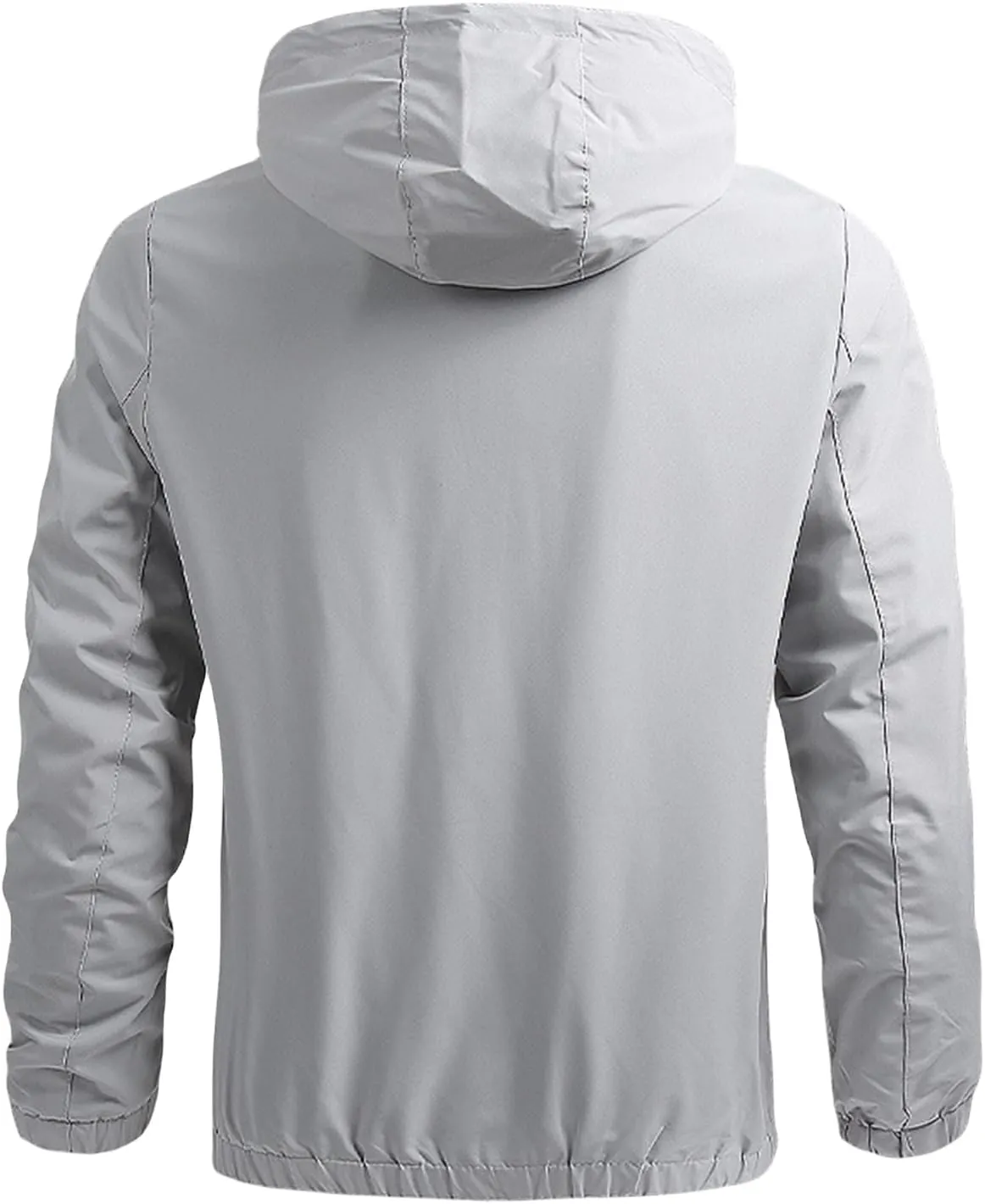 Men Lightweight Hooded Bomber Jacket Windbreaker Water-Resistant Ski Coat Baseball Raincoat Fleece Parka for Fishing Travel