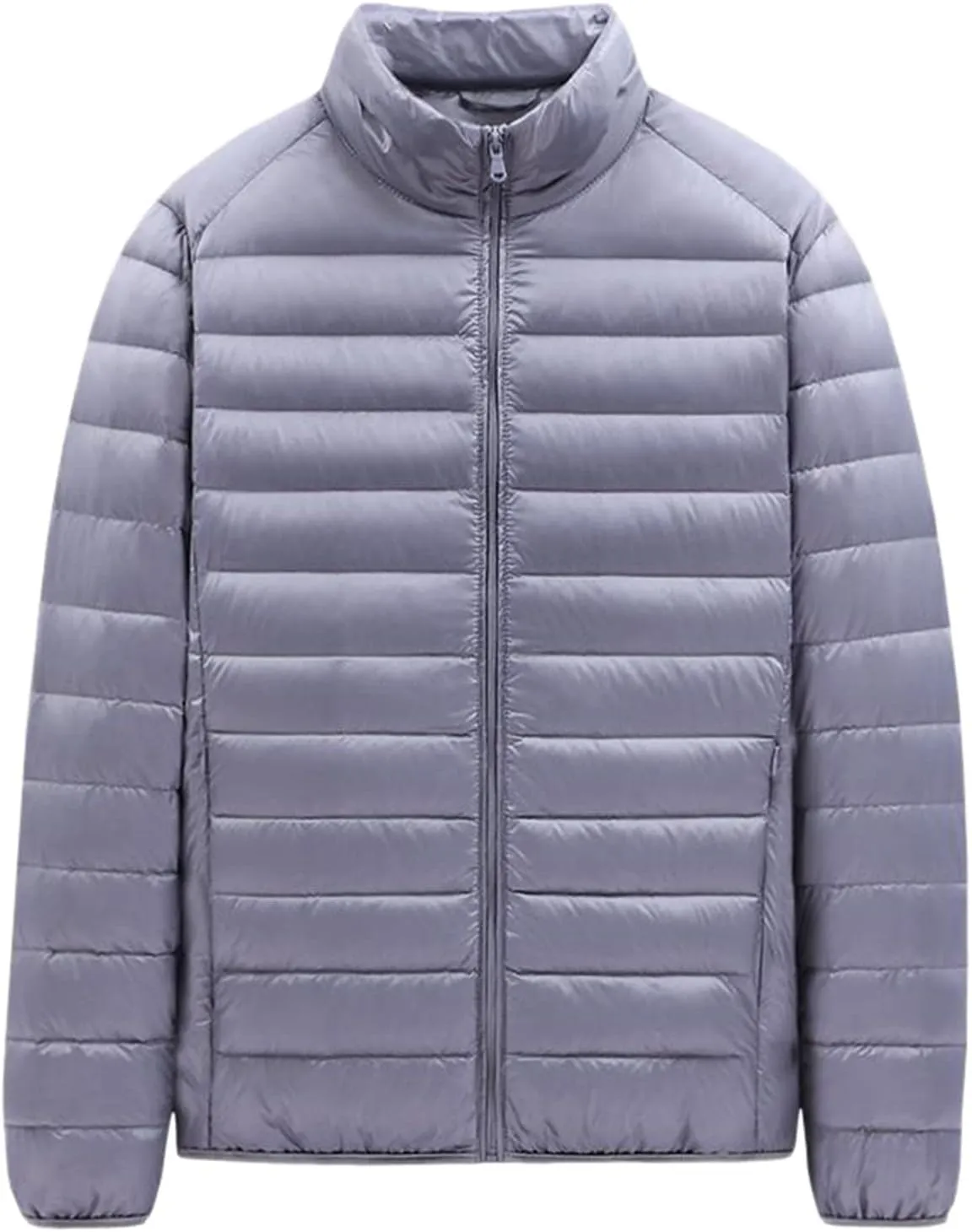 Men Lightweight Puffer Jacket Quilted Zip up Stand Collar Winter Warm Down Jacket with Pocket Packable Puffy Insulated Coat