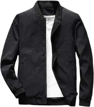 Men s Bomber Jacket Lightweight Casual Stylish Spring Fall Windbreaker Zip Up Outwear Coat with Zipper Pockets