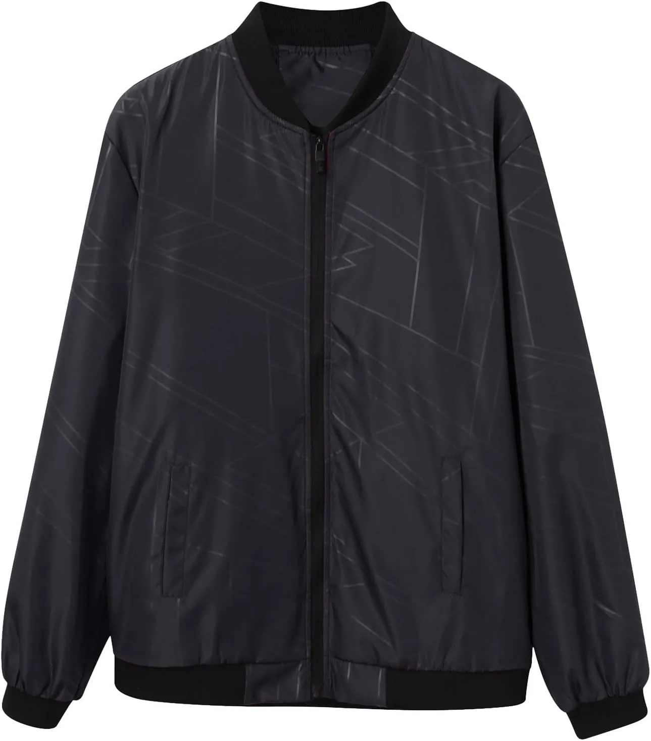 Men s Bomber Jacket Lightweight Casual Stylish Spring Fall Windbreaker Zip Up Outwear Coat with Zipper Pockets