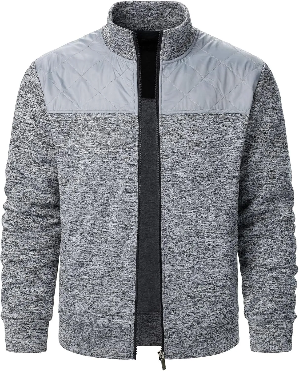 Men's Cardigan Sweaters Thick Full Zip Knit Sweater Stand Collar Regular Fit Mens Sweater Business Casual Jacket Pocket