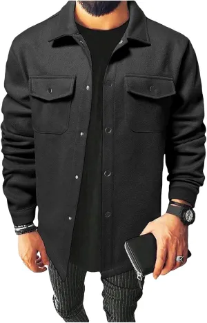 Mens Casual Lightweight Shirt Jacket Quilted Button Down Shacket Jacket Washed Jean Jacket for Everyday Wear
