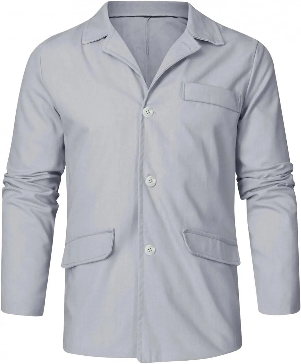 Men's Casual Suit Blazer Jackets Lightweight Linen Notched Collar Tailored Cardigan Tops Single-Breasted Sports Coats