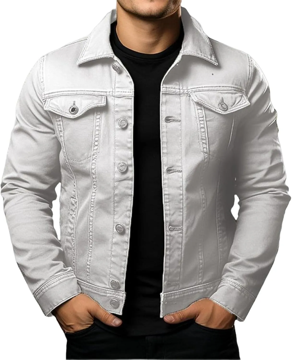 Men's Classic Denim Jacket Slim Fit Casual Fashion Jean Coat Jean Jacket for Men Fashion Trucker Denim Jacket