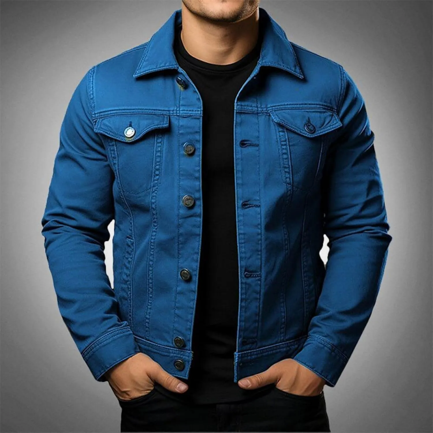 Men's Classic Denim Jacket Slim Fit Casual Fashion Jean Coat Jean Jacket for Men Fashion Trucker Denim Jacket