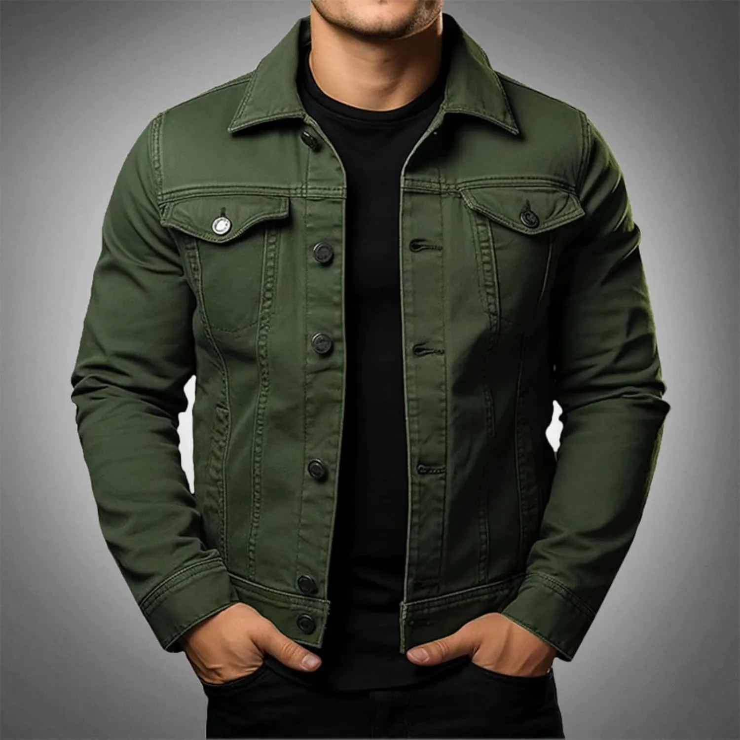 Men's Classic Denim Jacket Slim Fit Casual Fashion Jean Coat Jean Jacket for Men Fashion Trucker Denim Jacket