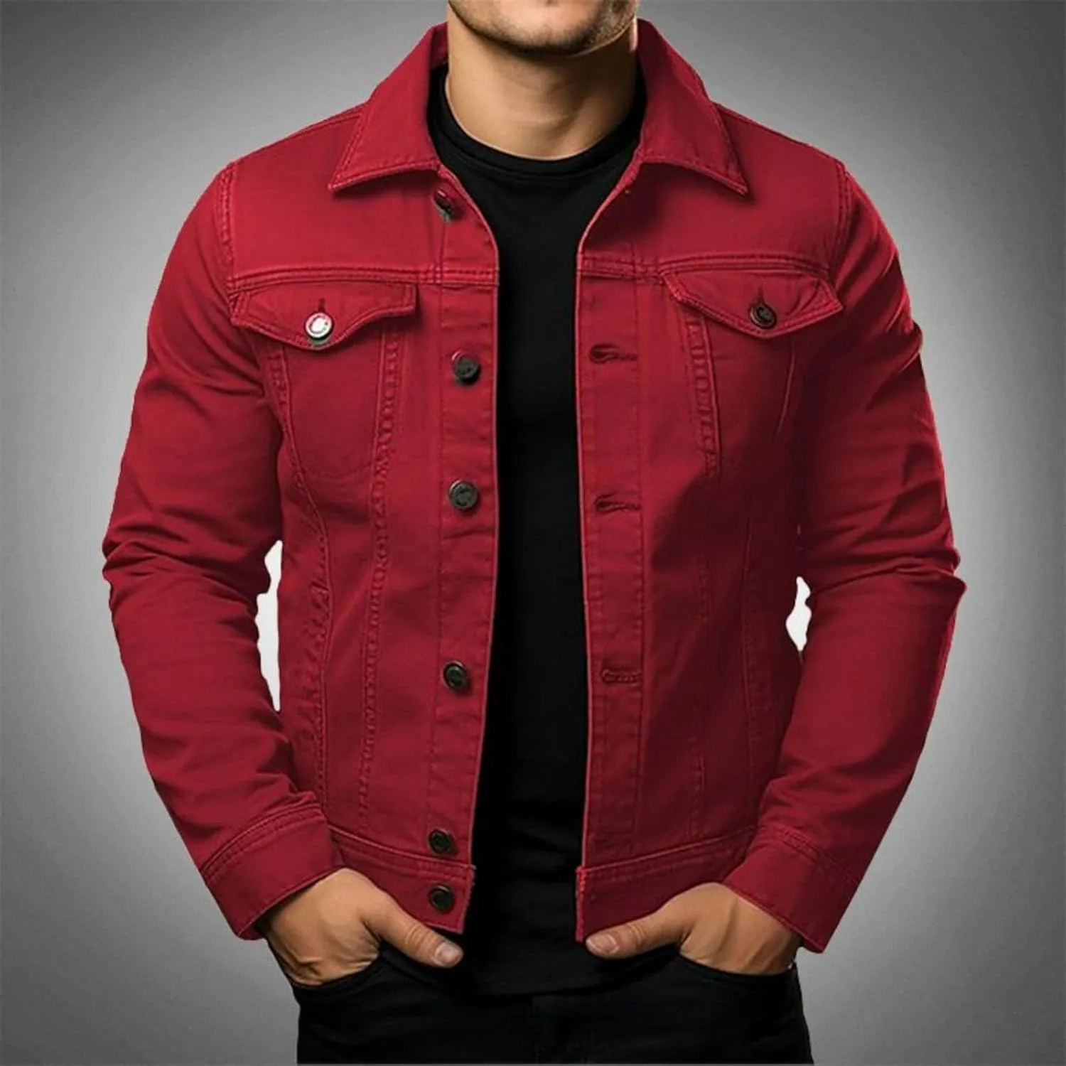 Men's Classic Denim Jacket Slim Fit Casual Fashion Jean Coat Jean Jacket for Men Fashion Trucker Denim Jacket