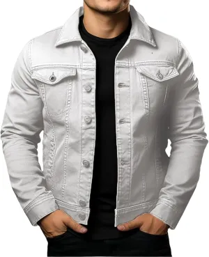 Men's Classic Denim Jacket Slim Fit Casual Fashion Jean Coat Jean Jacket for Men Fashion Trucker Denim Jacket