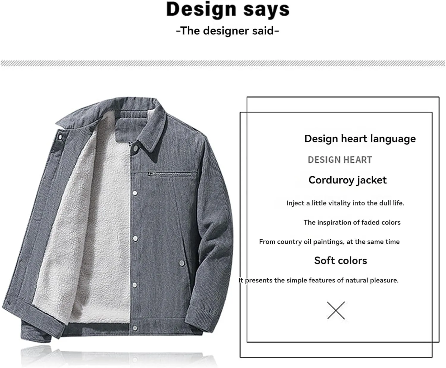 Men's Corduroy Fleece Cargo Jacket Winter Bomber Jacket Snap Button Lapel Sherpa Lined Trucker Cowboy Coat with Pocket
