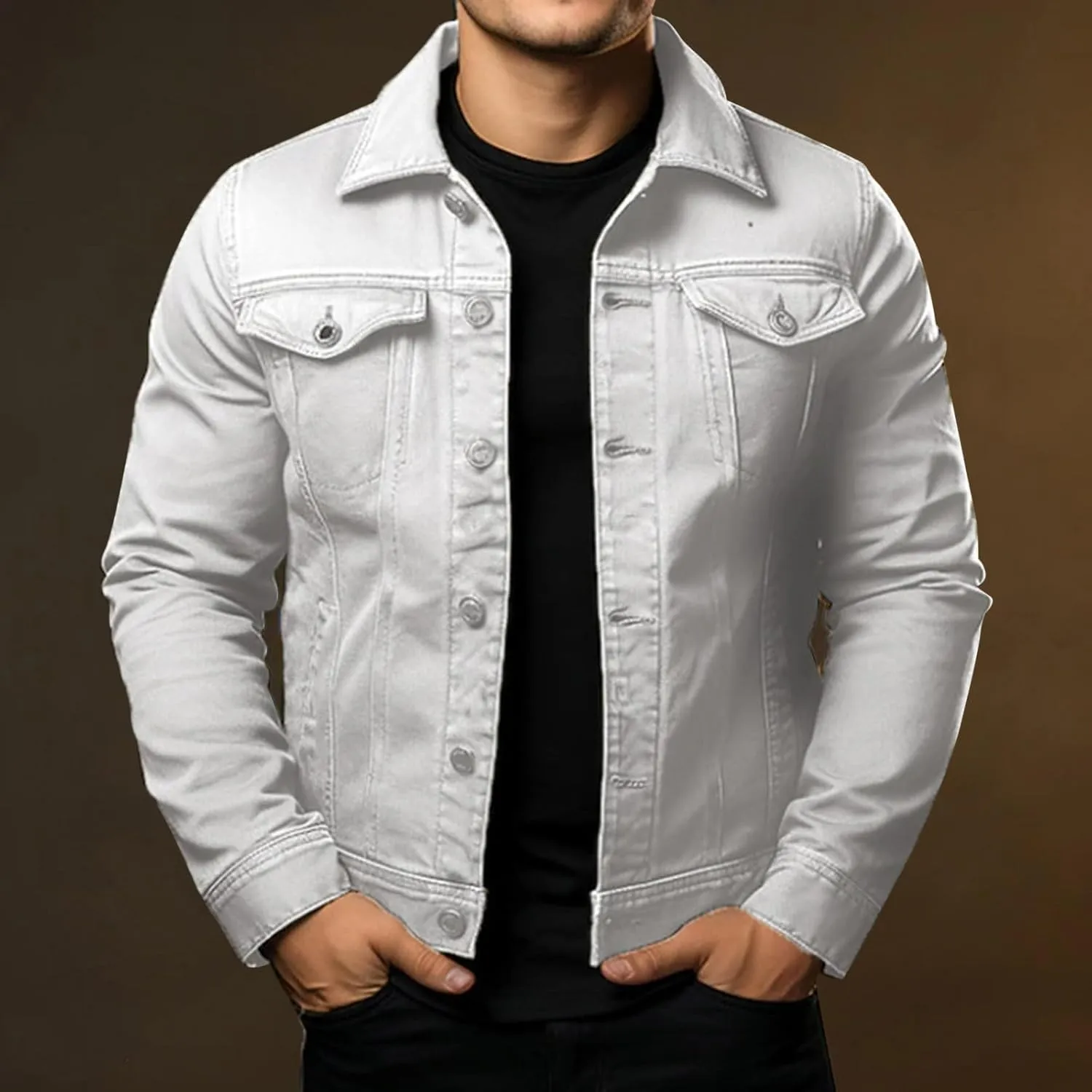 Men's Corduroy Jacket Sherpa Lined Fleece Trucker Jackets Fashion Turn-down Collar Jacket Warm Winter Coat Jacket