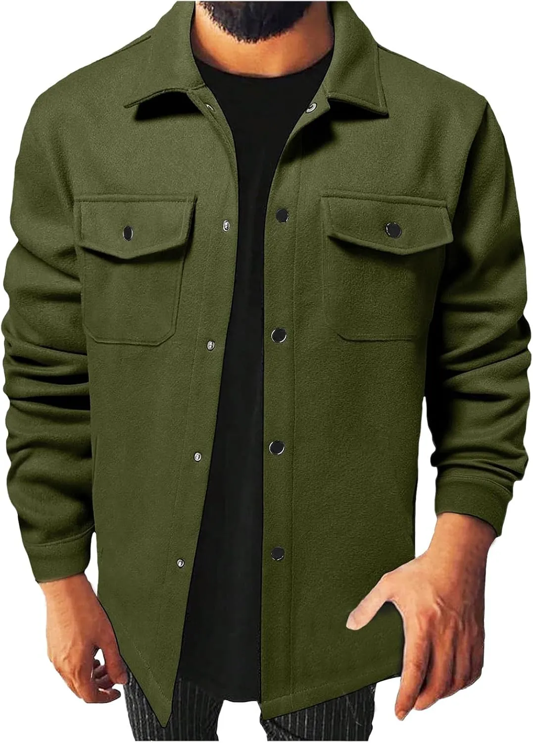 Men's Corduroy Jacket Sherpa Lined Trucker Jackets Cotton Turn-Down Collar Warm Winter Jacket Casual Coat with Pocket