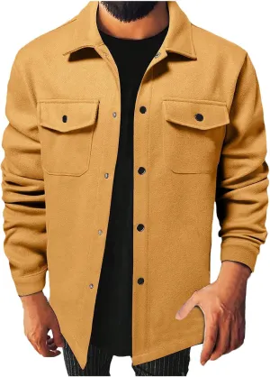 Men's Corduroy Jacket Sherpa Lined Trucker Jackets Cotton Turn-Down Collar Warm Winter Jacket Casual Coat with Pocket