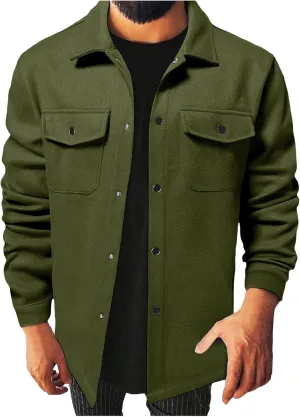 Men's Corduroy Jacket Sherpa Lined Trucker Jackets Cotton Turn-Down Collar Warm Winter Jacket Casual Coat with Pocket