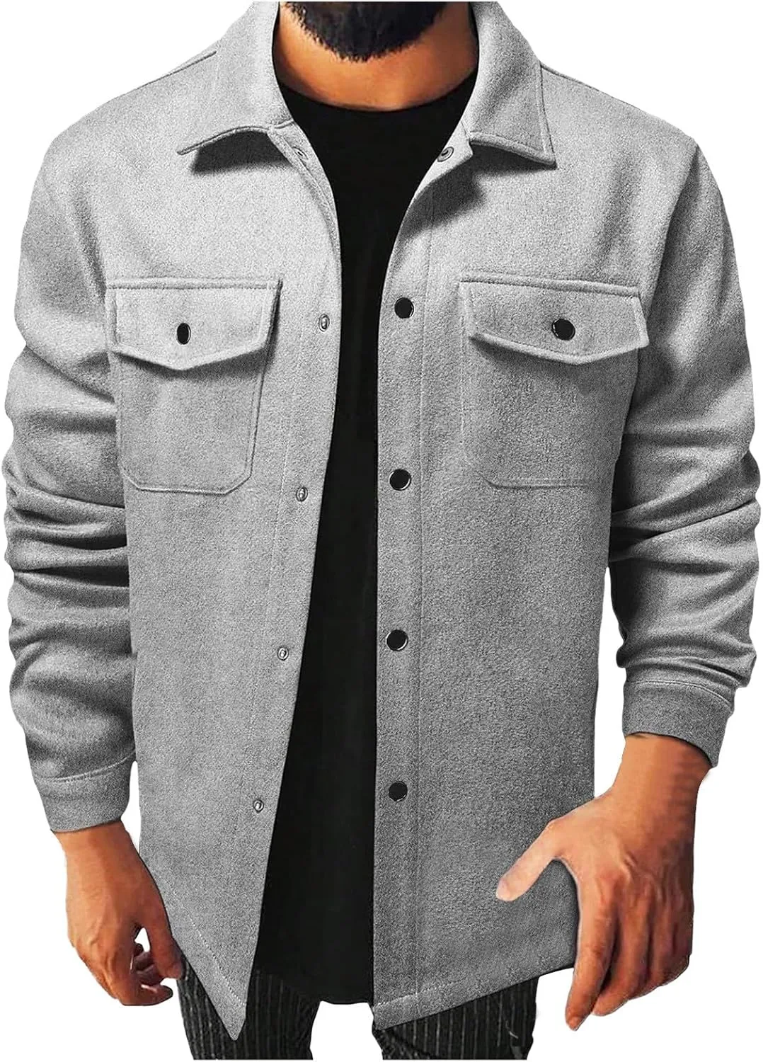 Men's Corduroy Jacket Sherpa Lined Trucker Jackets Cotton Turn-Down Collar Warm Winter Jacket Casual Coat with Pocket