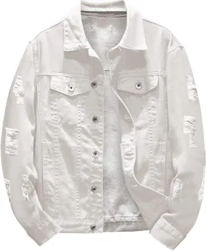 Mens Denim Jacket Jean Jackets for Men Vintage Trucker Jackets Coats Long Sleeve Casual Denim Outerwear