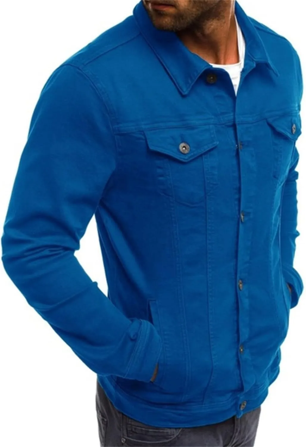 Men's Denim Jackets, Denim Jacket Men Washed Ripped Distressed Jeans Jacket Casual Trucker Biker Jean Jacket for Men