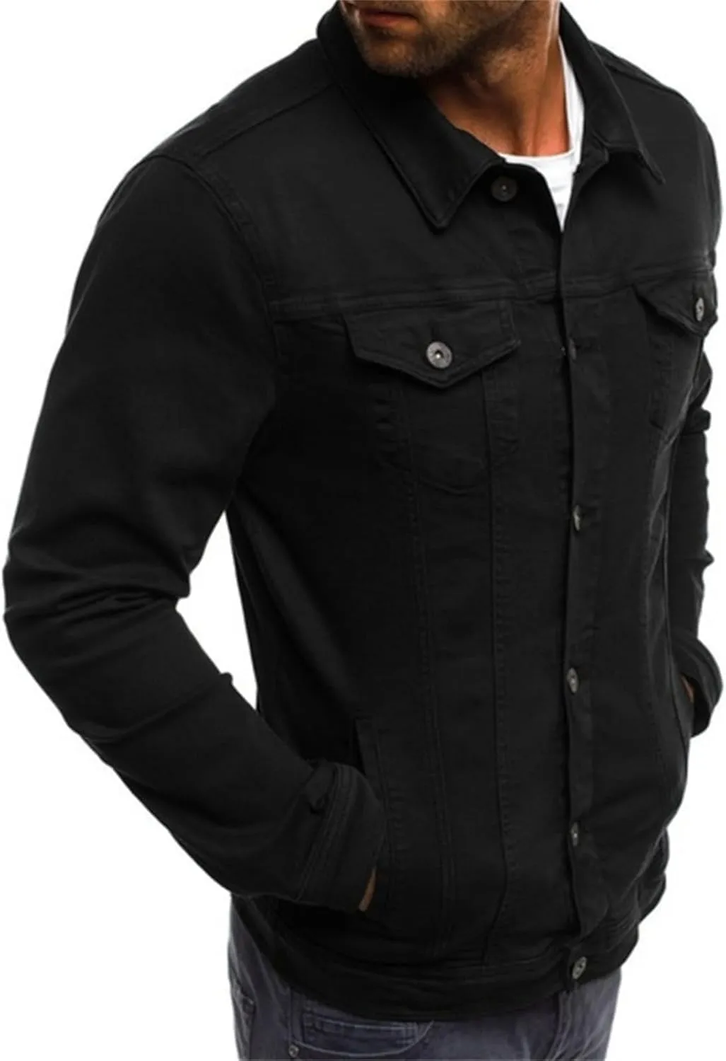Men's Denim Jackets, Denim Jacket Men Washed Ripped Distressed Jeans Jacket Casual Trucker Biker Jean Jacket for Men