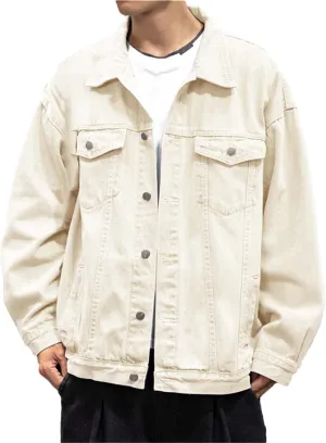 Mens Distressed Denim Jacket Button Down Jean Coat Casual Long Sleeve Trucker Hooded Jackets Outwear ined Denim Jacket