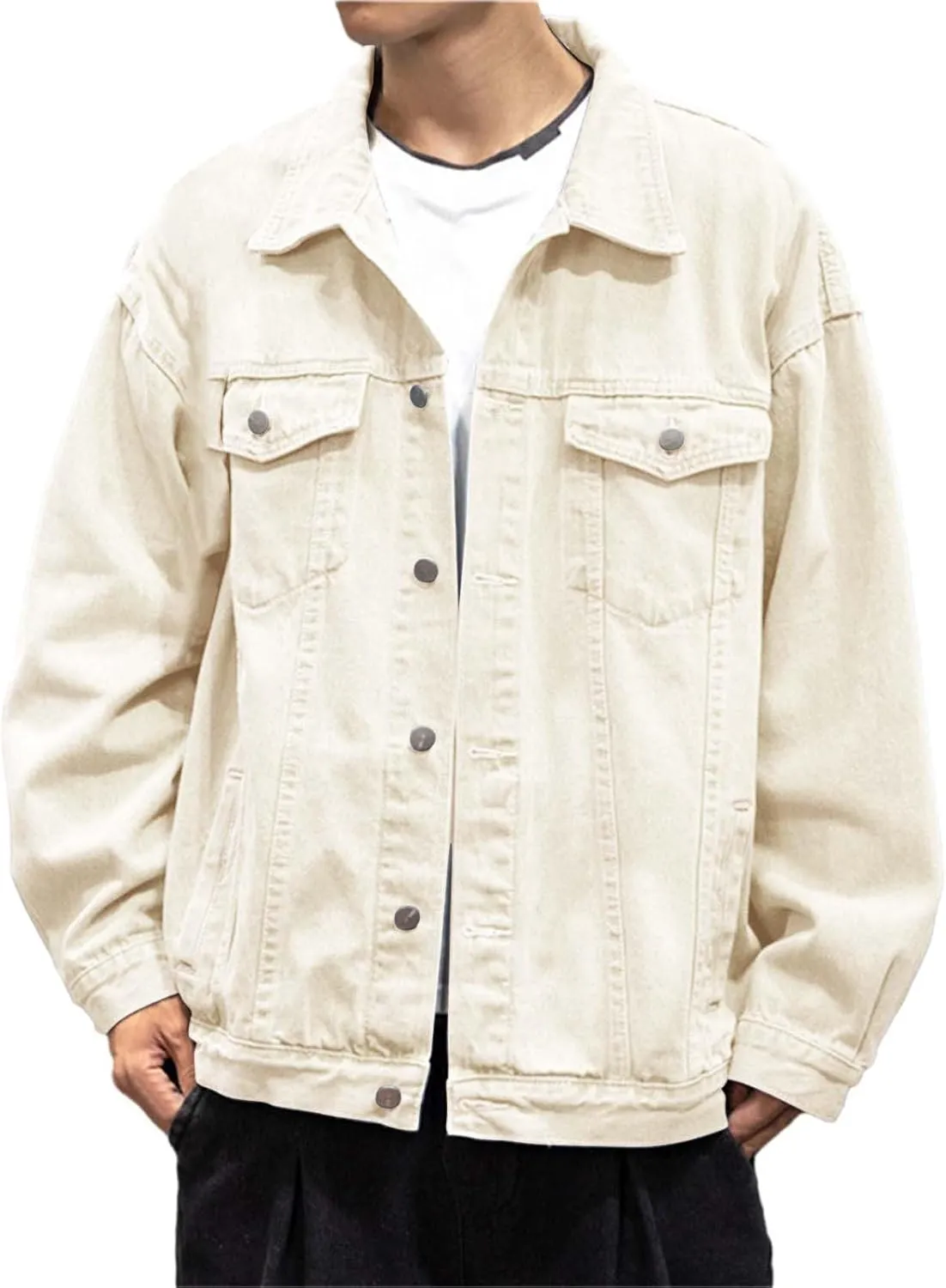 Mens Distressed Denim Jacket Button Down Jean Coat Casual Long Sleeve Trucker Hooded Jackets Outwear ined Denim Jacket