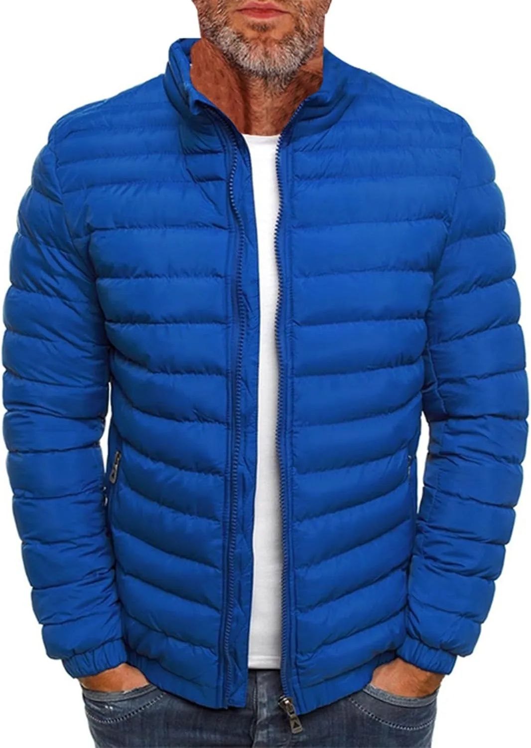 Men's Down Winter Coat Jacket Casual Windproof Zip Up Windbreaker Jackets Warm Padded Coats Big and Jackets, M-2XL