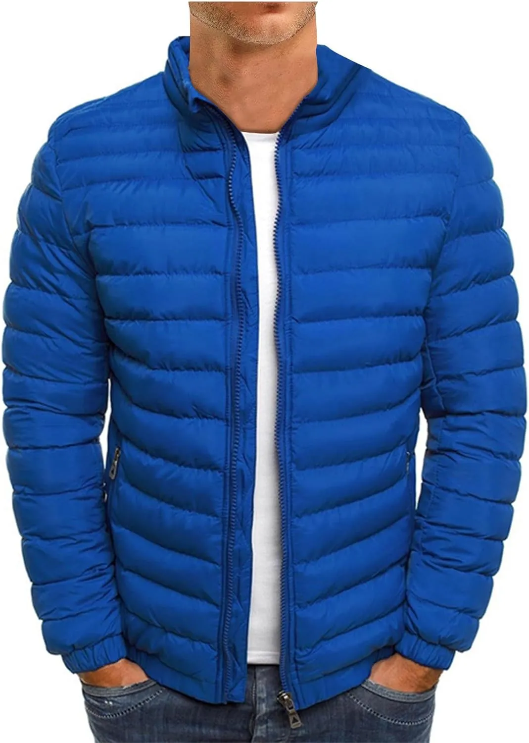 Men's Down Winter Coat Jacket Casual Windproof Zip Up Windbreaker Jackets Warm Padded Coats Big and Jackets, M-2XL
