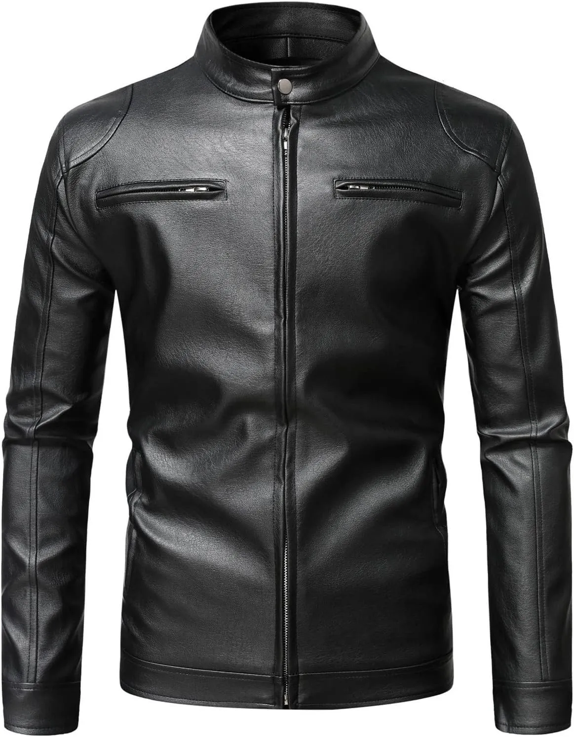 Men's Faux Leather Motorbike Bomber Jacket Mens Motorcycle Jackets Moto Biker Trucker Coats Vintage PU Coat Blazer