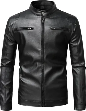 Men's Faux Leather Motorbike Bomber Jacket Mens Motorcycle Jackets Moto Biker Trucker Coats Vintage PU Coat Blazer
