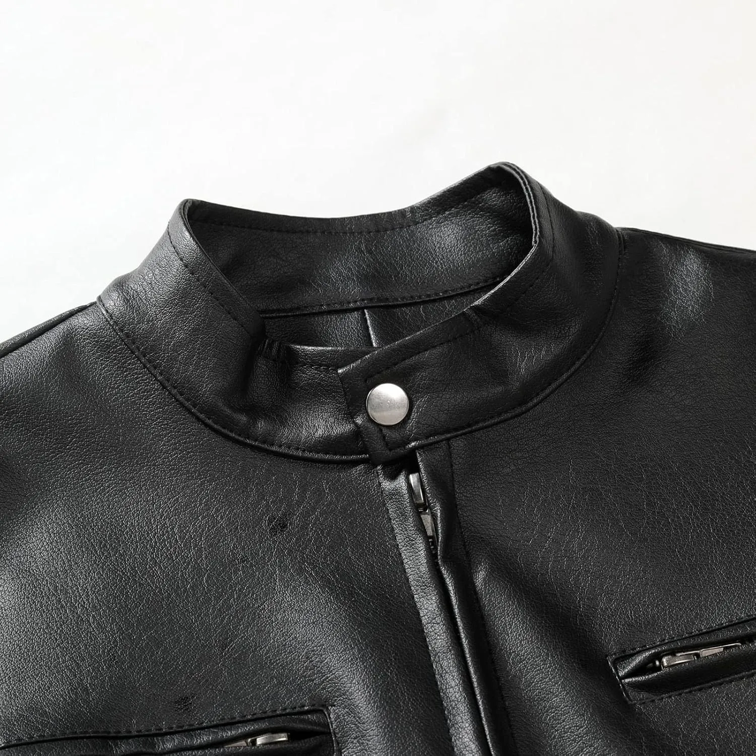 Men's Faux Leather Motorbike Bomber Jacket Mens Motorcycle Jackets Moto Biker Trucker Coats Vintage PU Coat Blazer