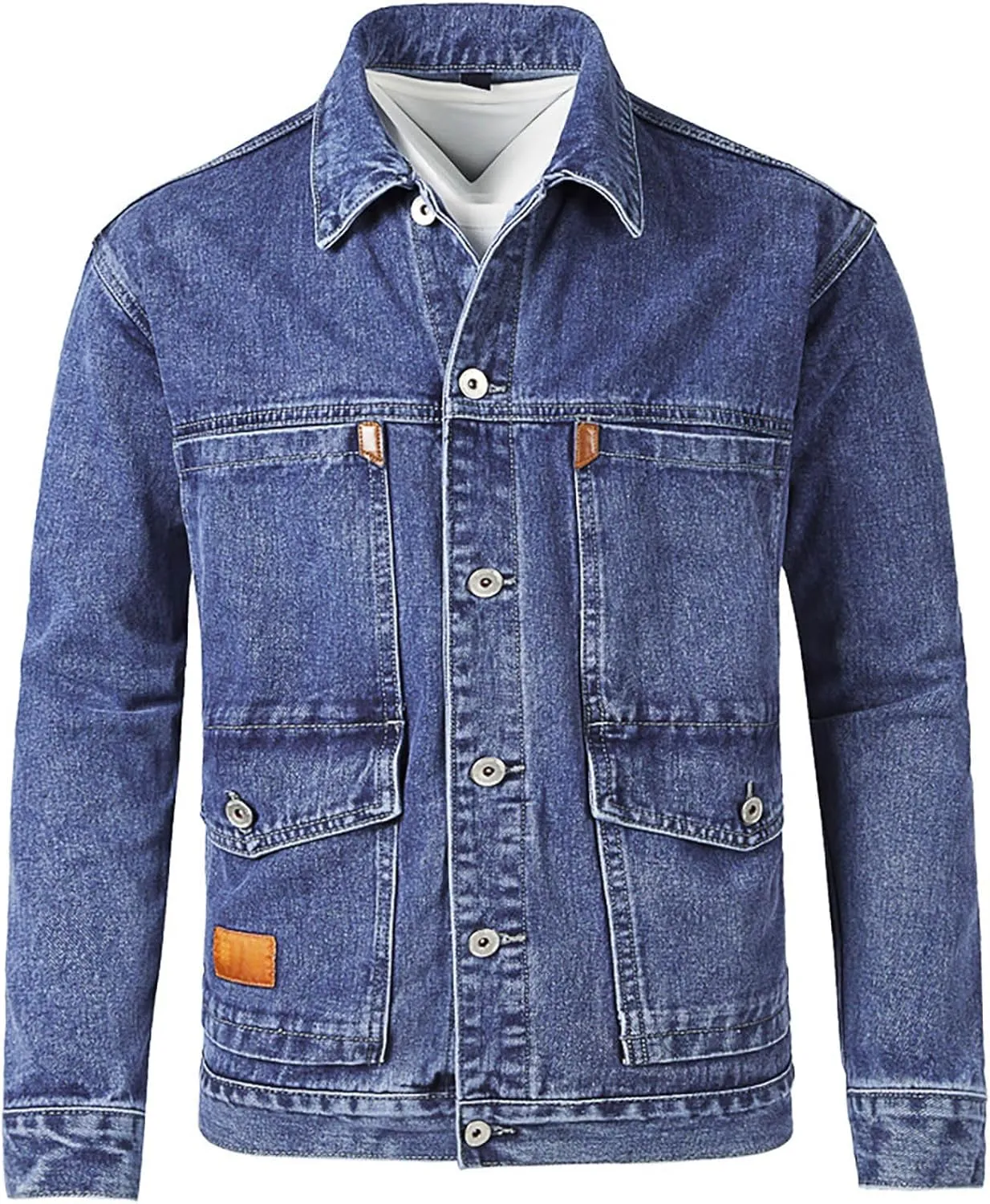 Mens Fleece Lined Jean Jacket Winter Sherpa Windbreaker Cotton Denim Trucker Jackets Distressed Denim Trucker Jackets