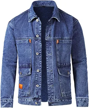 Mens Fleece Lined Jean Jacket Winter Sherpa Windbreaker Cotton Denim Trucker Jackets Distressed Denim Trucker Jackets