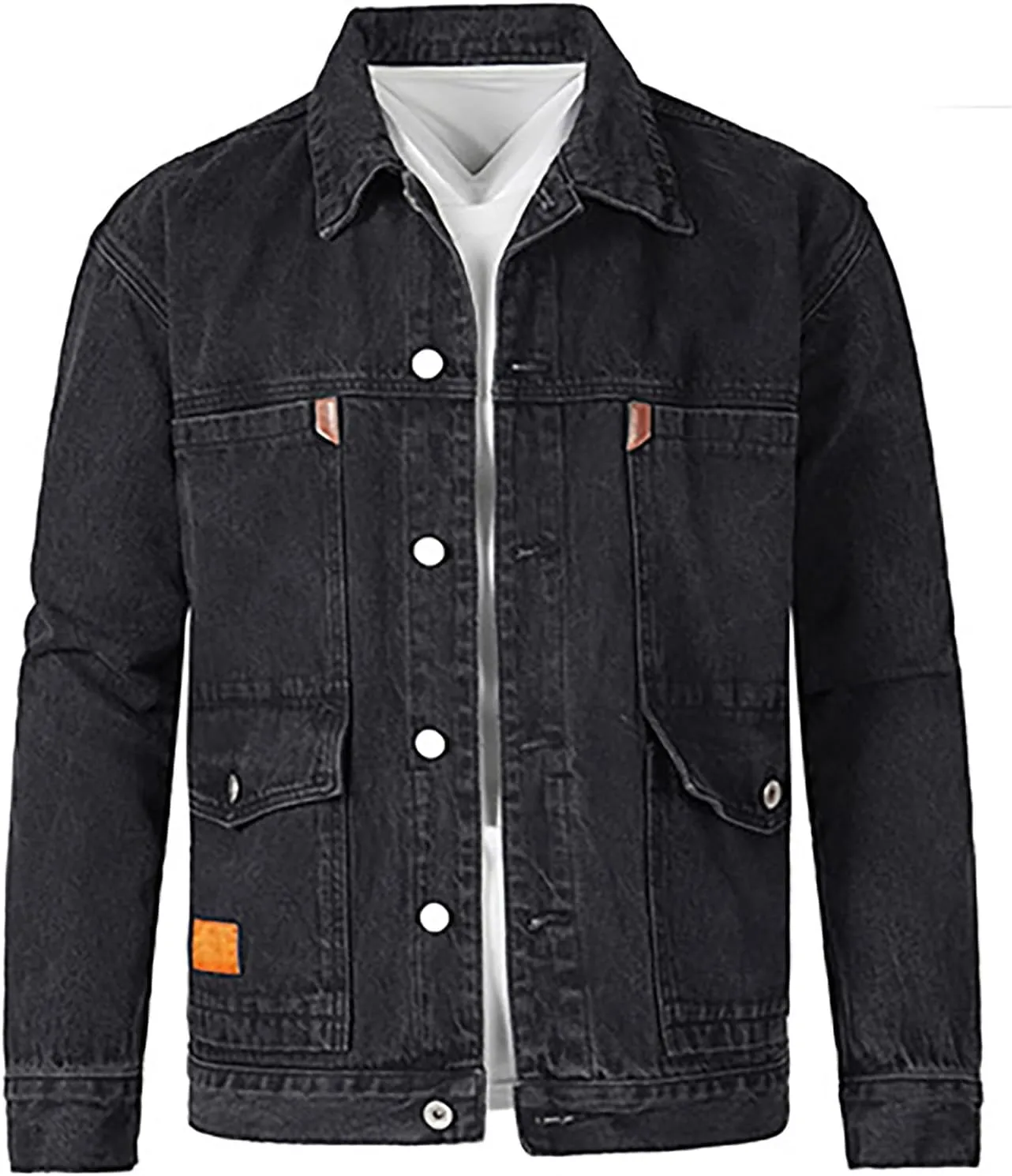 Mens Fleece Lined Jean Jacket Winter Sherpa Windbreaker Cotton Denim Trucker Jackets Distressed Denim Trucker Jackets