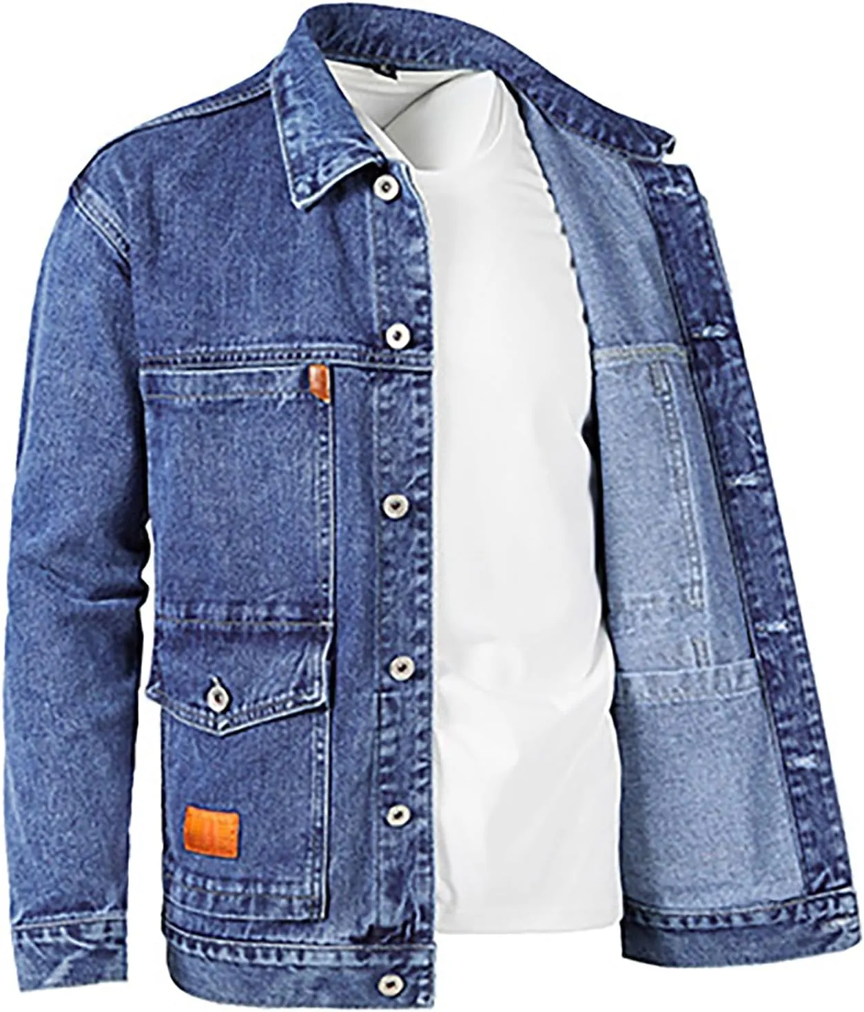 Mens Fleece Lined Jean Jacket Winter Sherpa Windbreaker Cotton Denim Trucker Jackets Distressed Denim Trucker Jackets