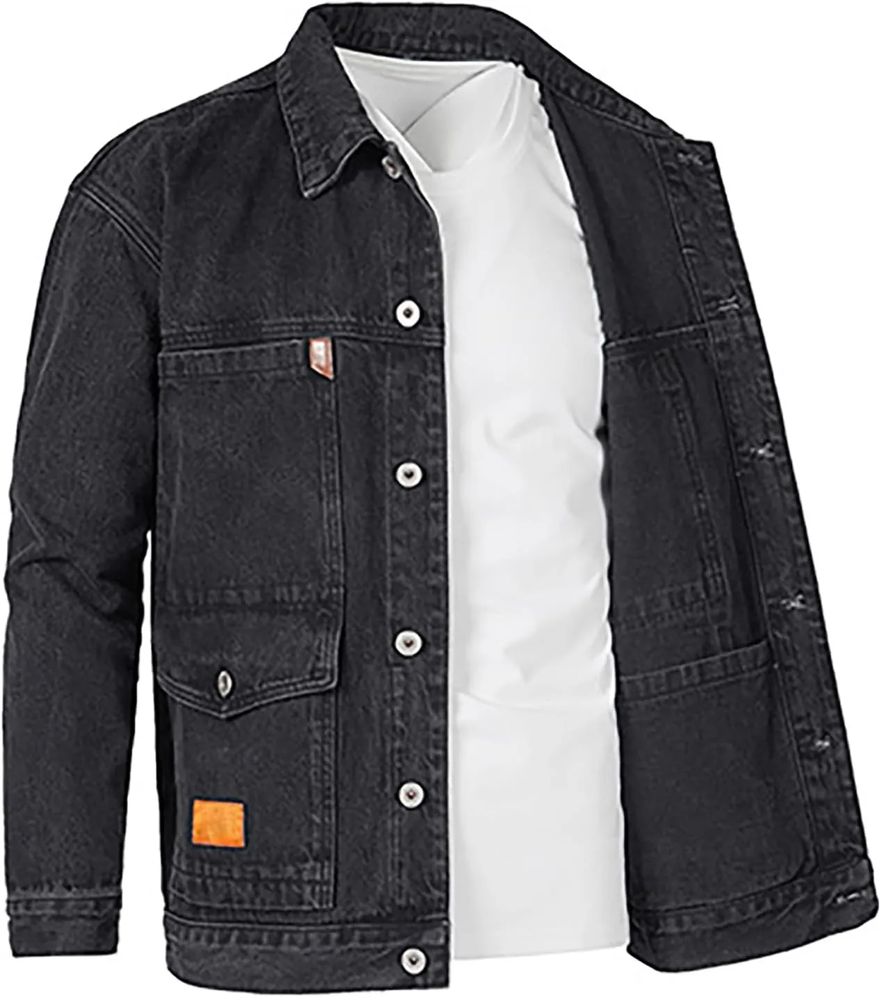 Mens Fleece Lined Jean Jacket Winter Sherpa Windbreaker Cotton Denim Trucker Jackets Distressed Denim Trucker Jackets