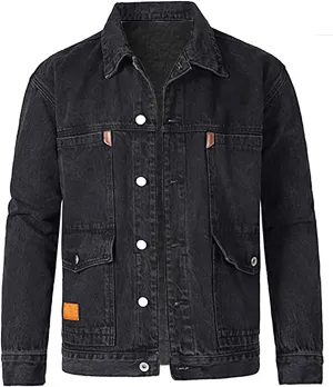 Mens Fleece Lined Jean Jacket Winter Sherpa Windbreaker Cotton Denim Trucker Jackets Distressed Denim Trucker Jackets