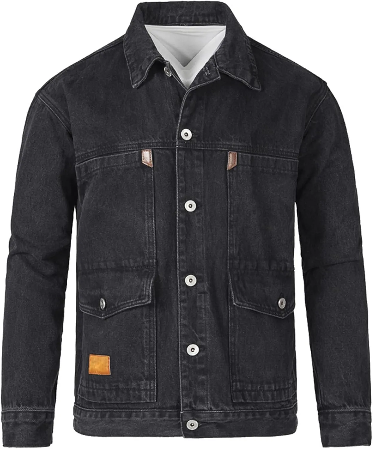 Mens Fleece Lined Jean Jacket Winter Sherpa Windbreaker Cotton Denim Trucker Jackets Distressed Denim Trucker Jackets