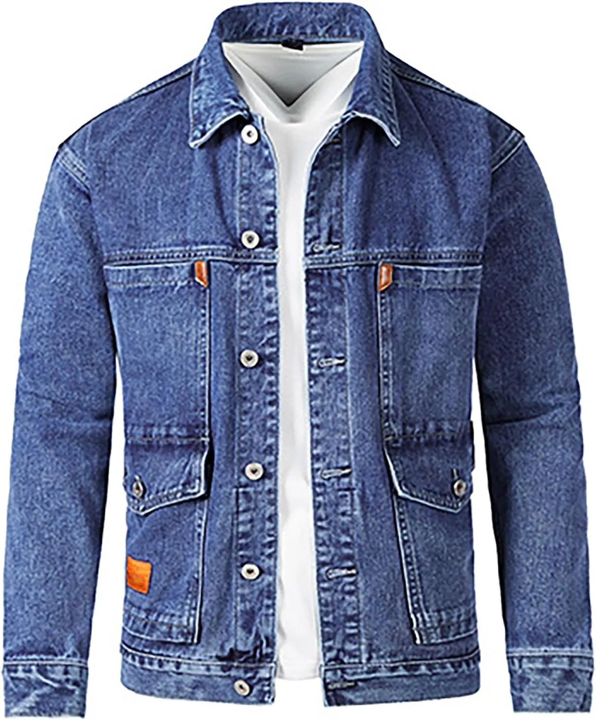 Mens Fleece Lined Jean Jacket Winter Sherpa Windbreaker Cotton Denim Trucker Jackets Distressed Denim Trucker Jackets
