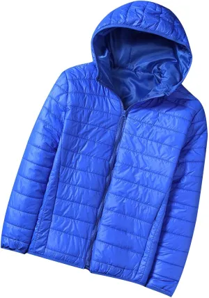 Men's Lightweight Down Jacket Hooded Zip Jacket with Pockets Loose Long Sleeve Casual Parkas Daily Outerwear Spring Coats