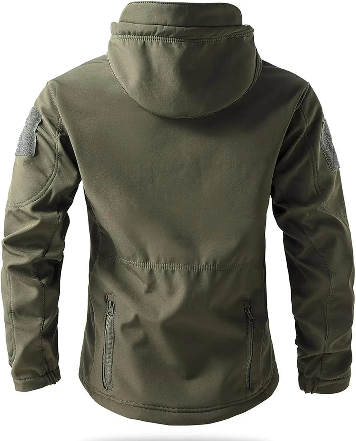 Mens Military Tactical Rain Jacket, Warm Fleece Softshell Hooded Raincoat for Snowboarding, Tactical Jacket