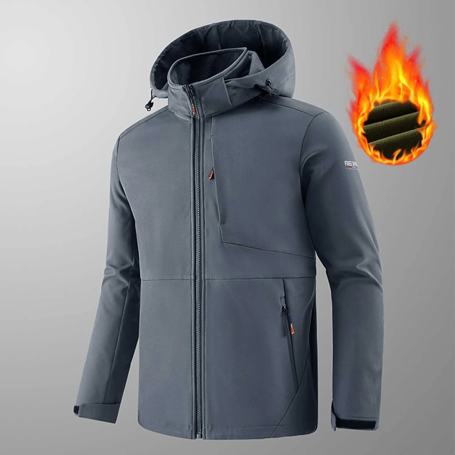 Mens Outdoor Ventures Lightweight Softshell Jackets Fleece Lined Hooded Water Resistant Winter Hiking Windbreaker Jackets