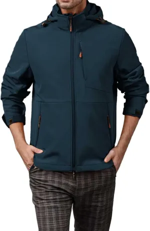 Mens Outdoor Ventures Lightweight Softshell Jackets Fleece Lined Hooded Water Resistant Winter Hiking Windbreaker Jackets