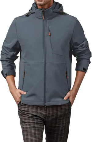 Mens Outdoor Ventures Lightweight Softshell Jackets Fleece Lined Hooded Water Resistant Winter Hiking Windbreaker Jackets