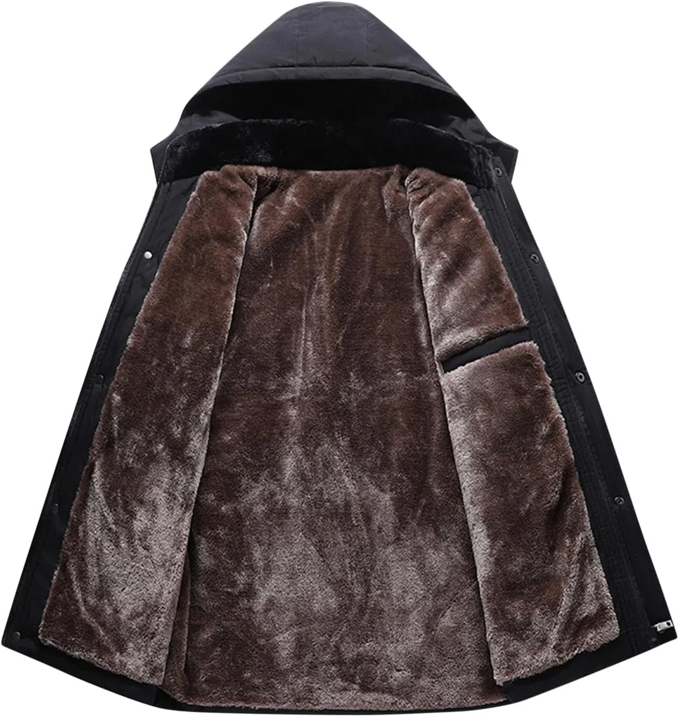 Mens Puffer Jacket Fleece Lined Down Coat Hooded Quilted Jacket Plus Size Padded Coat Warm Insulated Jacket Winter Coat