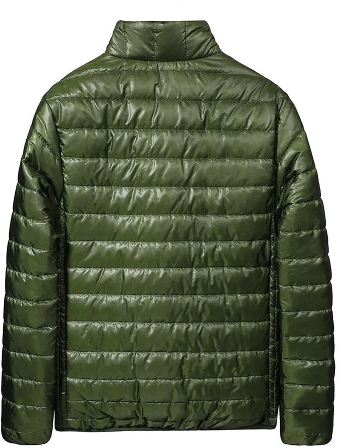 Men's Puffer Jacket Lightweight Packable Down Coat Zip up Insulated Jacket Stand Collar Quilted Coat Warm Winter Jacket