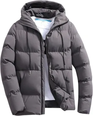 Men's Puffer Jacket Lightweight Short Winter Comfort Down Jacket Solid Winter Warm Travel Slim Fit Puffer Jacket