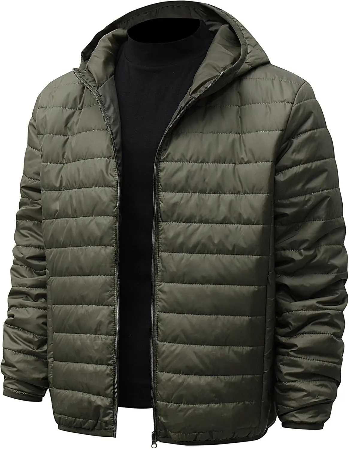 Mens Puffer Jacket with Hood Lightweight Windproof Water Resistant Winter Down Jacket Ideal for Outdoor Hiking