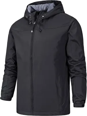 Men's Rain Jackets Waterproof Warm Puffer Jacket Hooded Windproof Winter Coat Bomber Jacket, XL-5XL